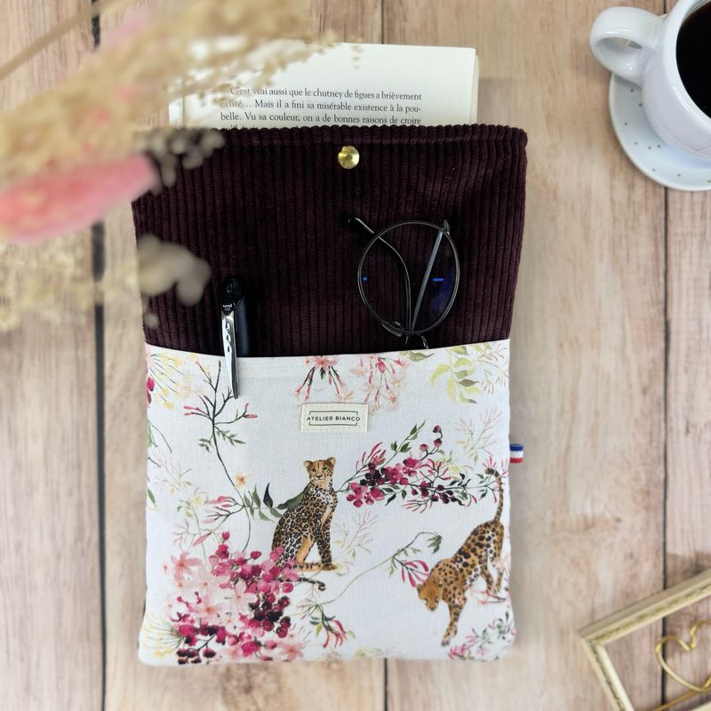 Pochette à livre – Velours côtelé & coton imprimé