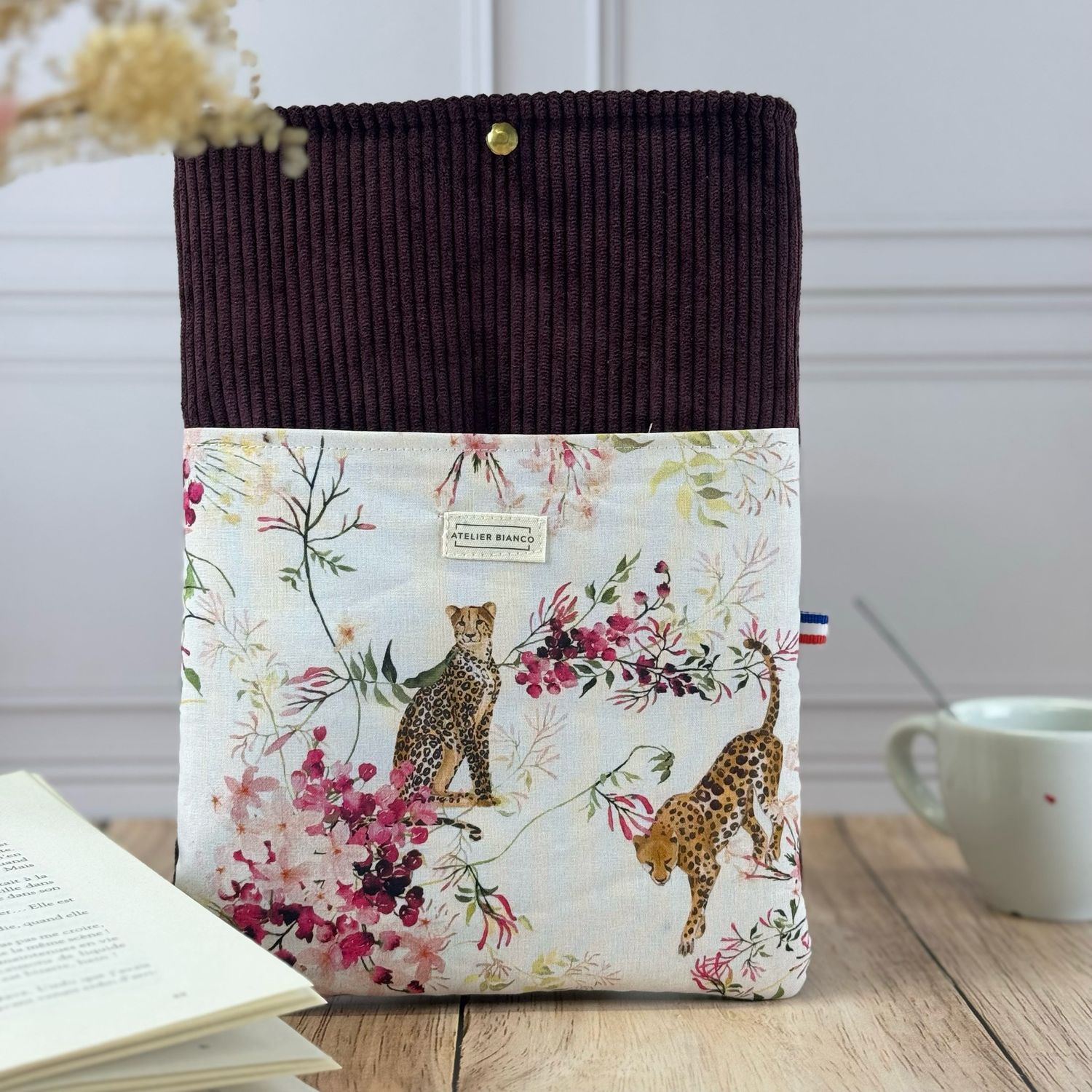 Pochette à livre – Velours côtelé & coton imprimé