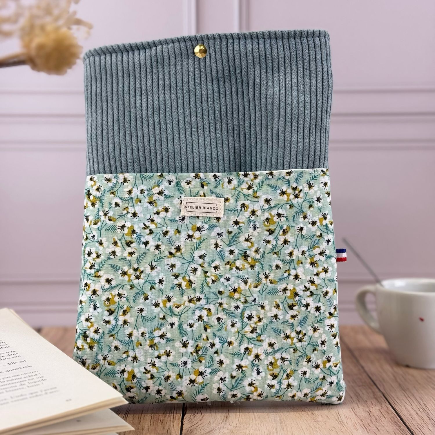 Pochette à livre – Velours côtelé & coton imprimé