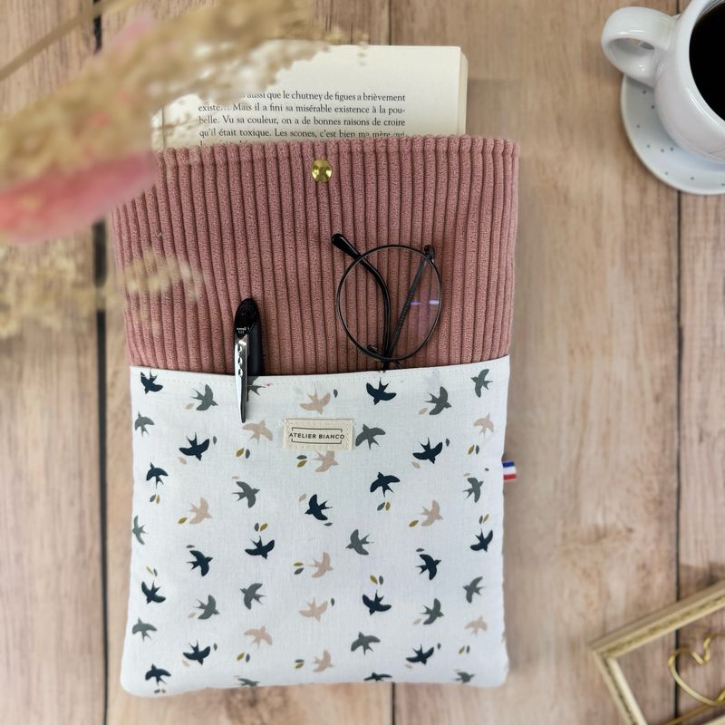 Pochette à livre – Velours côtelé & coton imprimé