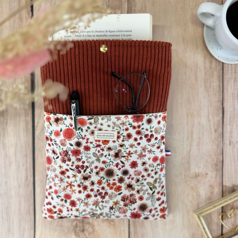 Pochette à livre – Velours côtelé & coton imprimé