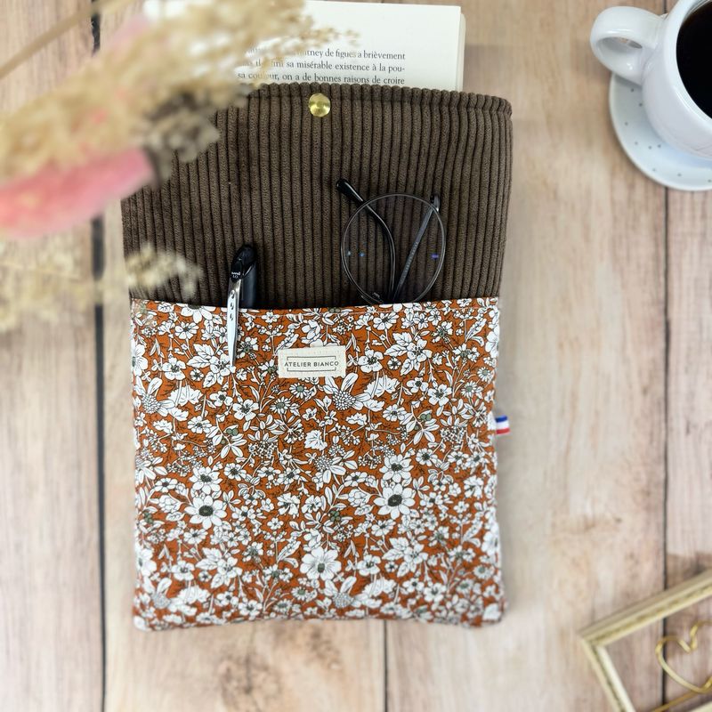 Pochette à livre – Velours côtelé & coton imprimé