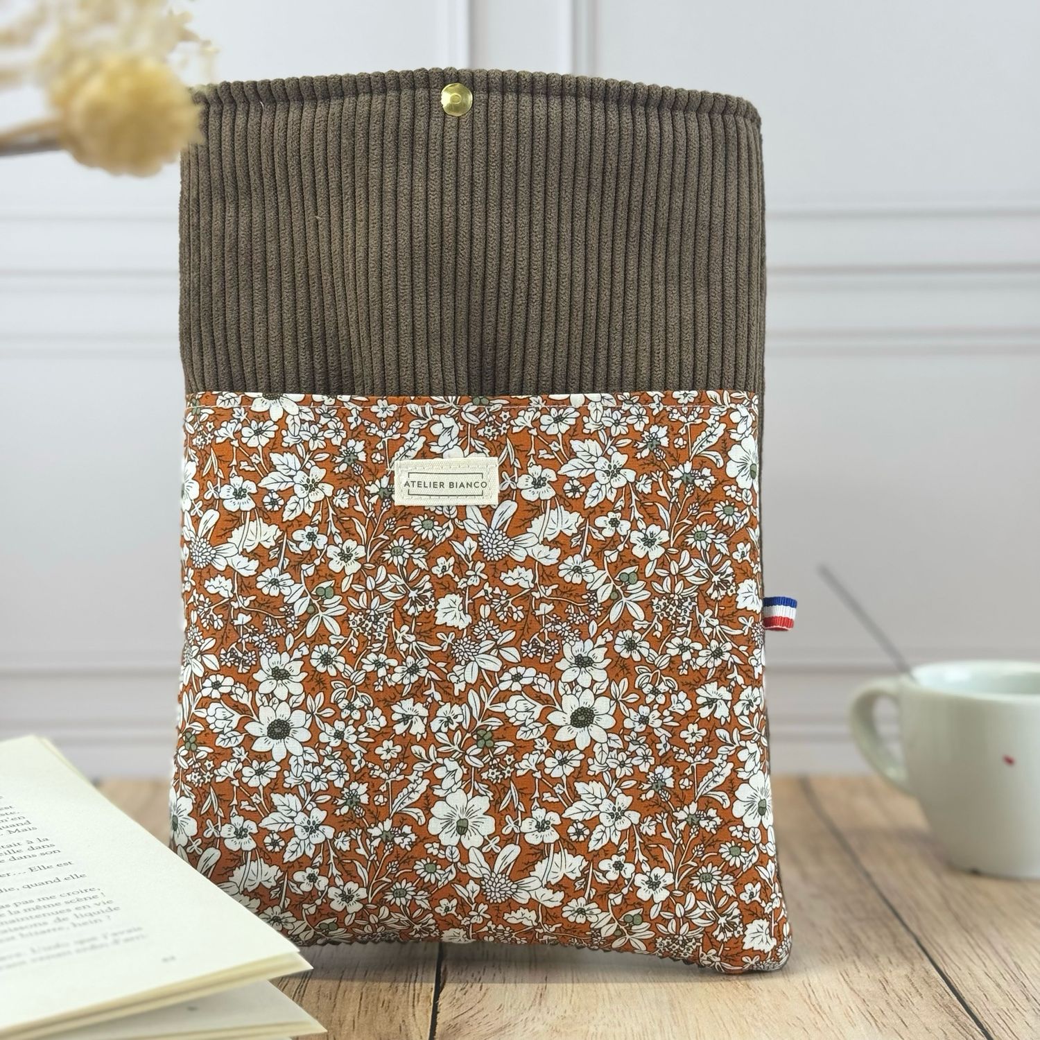 Pochette à livre – Velours côtelé & coton imprimé