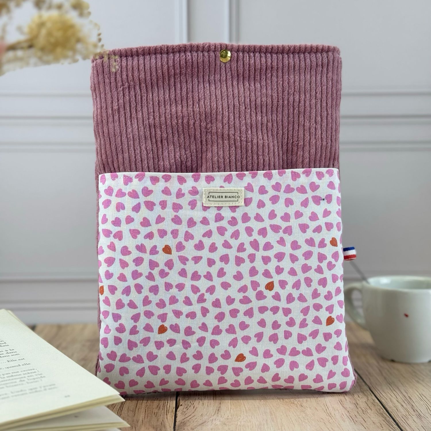 Pochette à livre – Velours côtelé & coton imprimé
