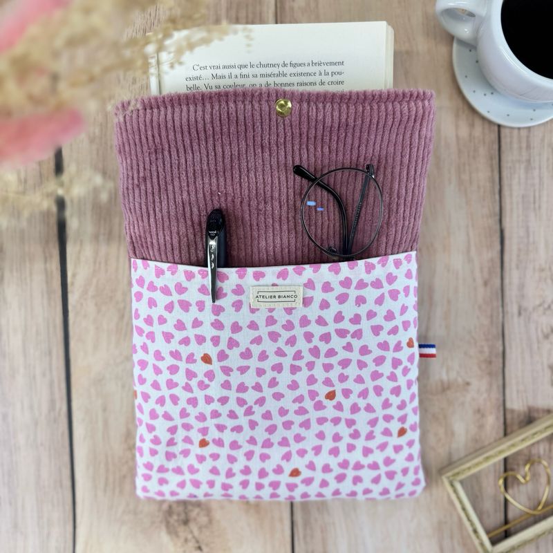 Pochette à livre – Velours côtelé & coton imprimé