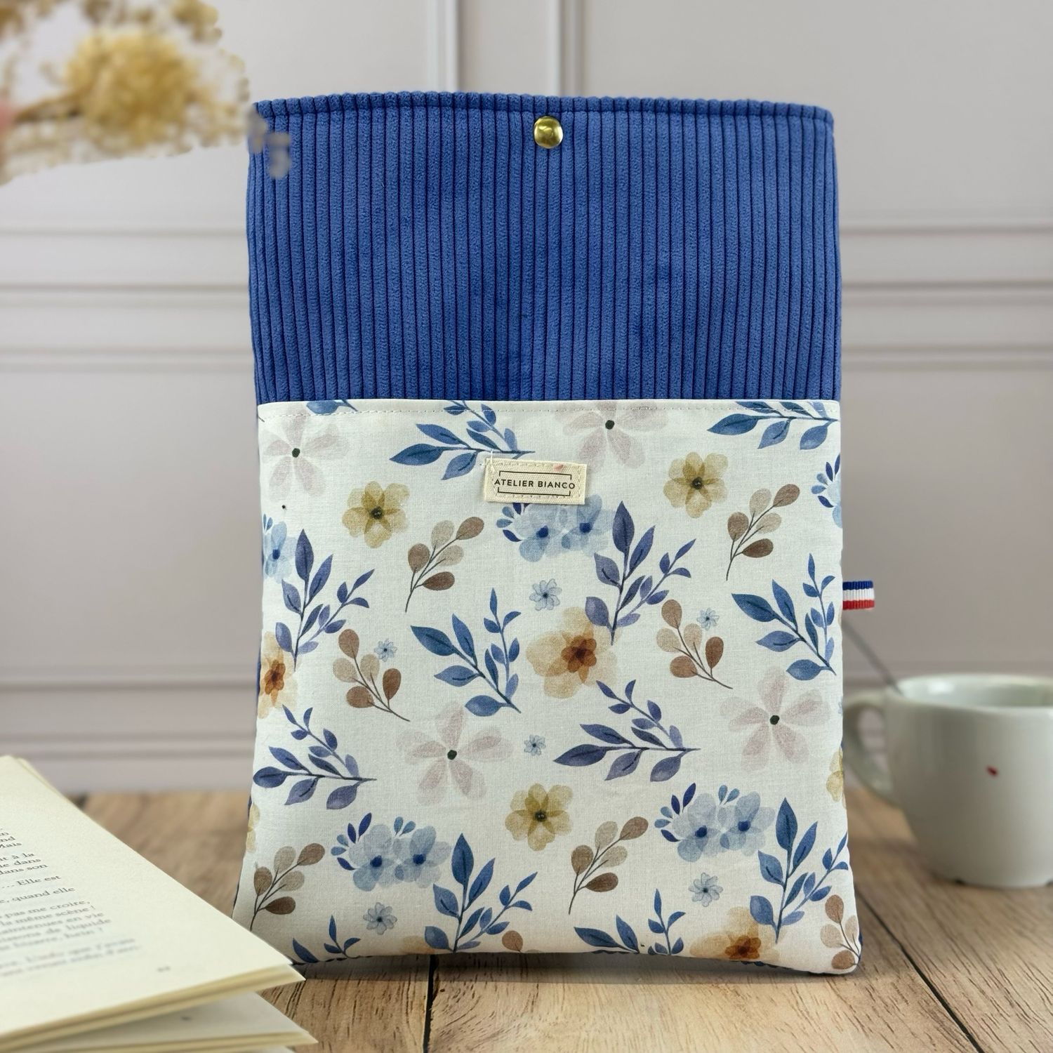 Pochette à livre – Velours côtelé & coton imprimé