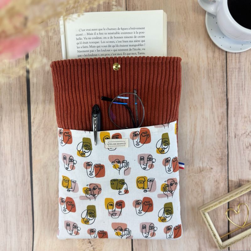 Pochette à livre – Velours côtelé & coton imprimé