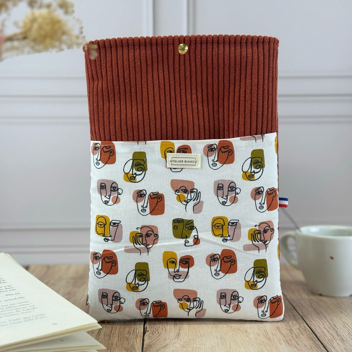 Pochette à livre – Velours côtelé & coton imprimé