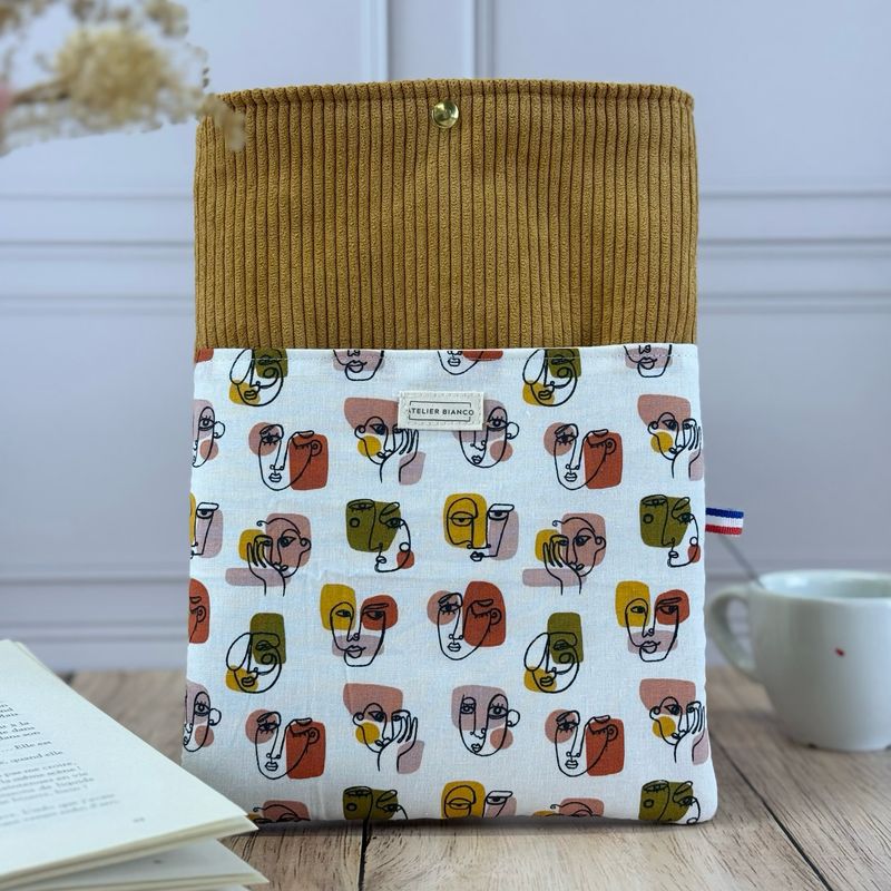 Pochette à livre – Velours côtelé & coton imprimé