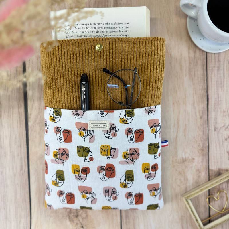 Pochette à livre – Velours côtelé & coton imprimé