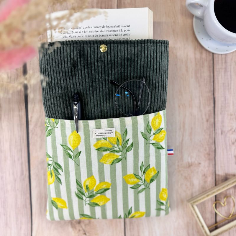 Pochette à livre – Velours côtelé & coton imprimé