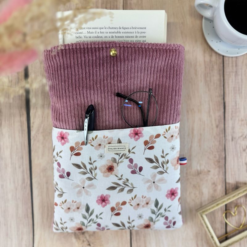 Pochette à livre – Velours côtelé & coton imprimé