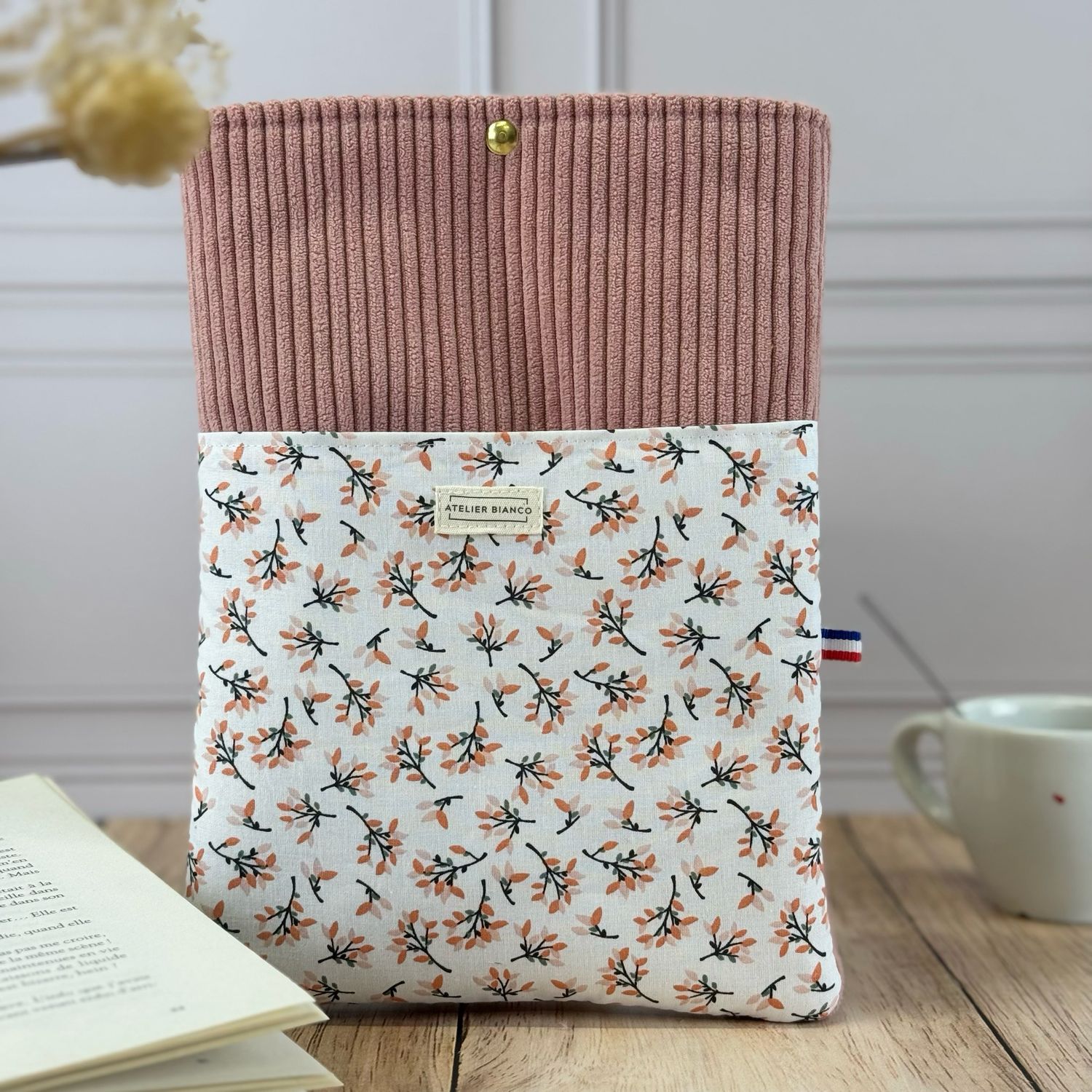 Pochette à livre – Velours côtelé & coton imprimé