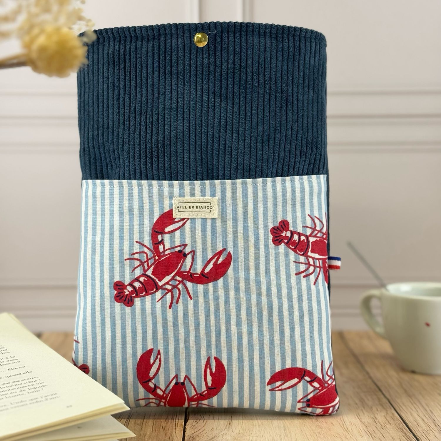Pochette à livre – Velours côtelé & coton imprimé
