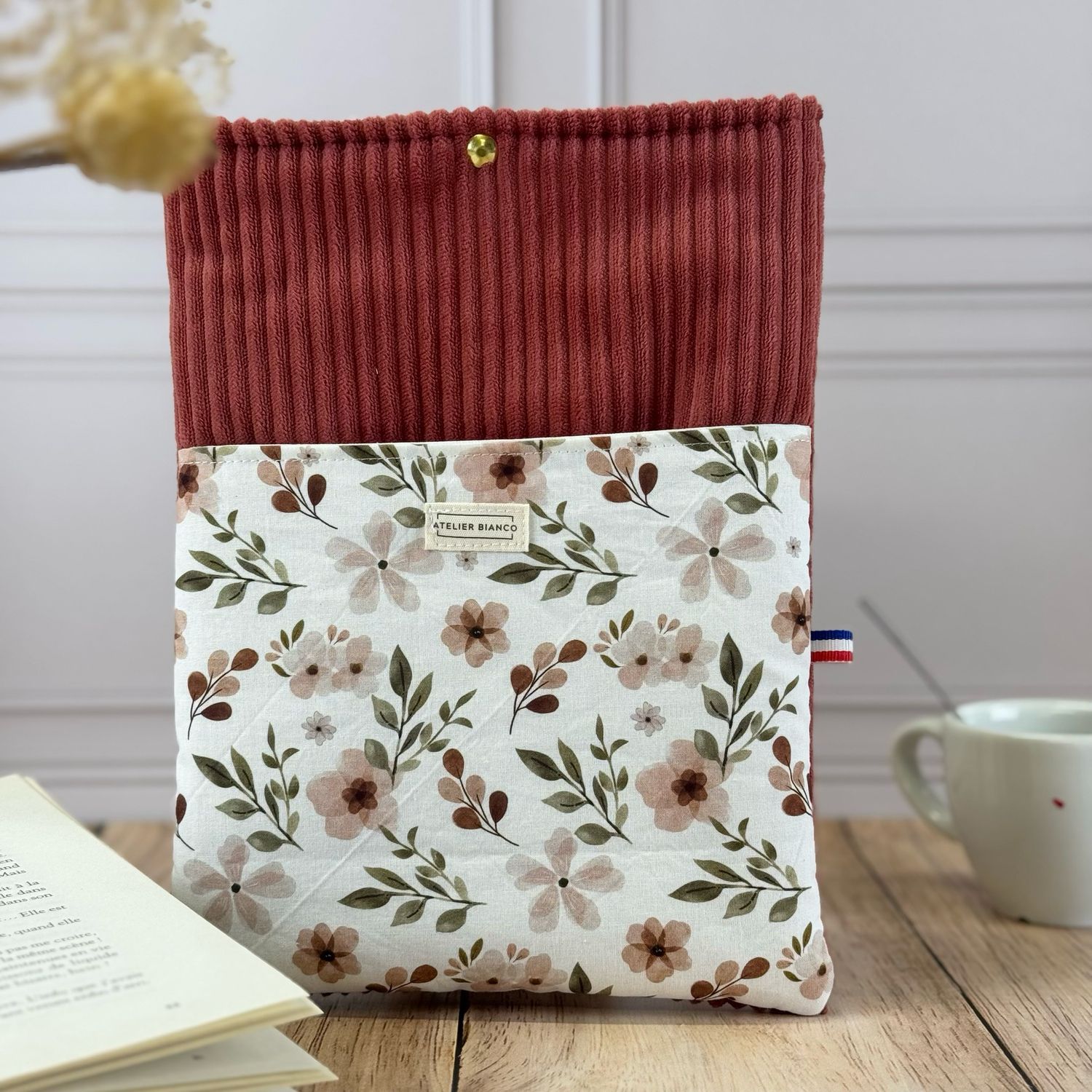 Pochette à livre – Velours côtelé & coton imprimé