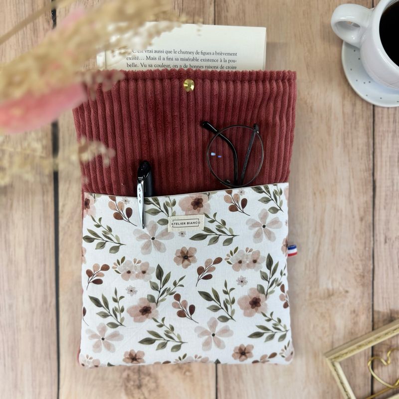 Pochette à livre – Velours côtelé & coton imprimé