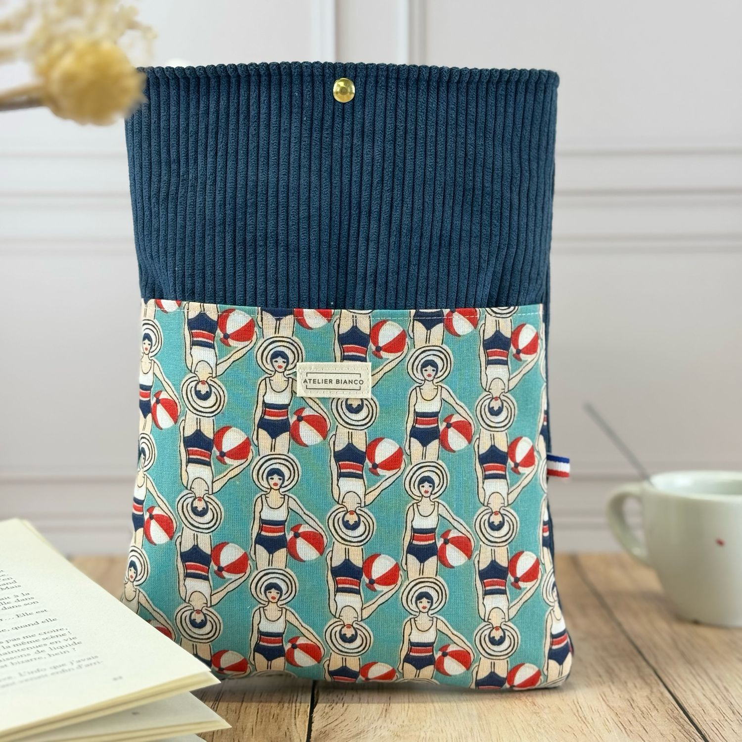 Pochette à livre – Velours côtelé & coton imprimé