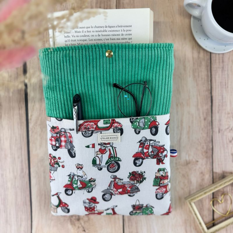 Pochette à livre – Velours côtelé & coton imprimé