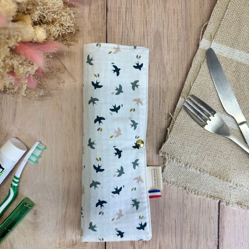 Pochette Multi-Usages – Couverts, Brosse à dents & Dentifrice