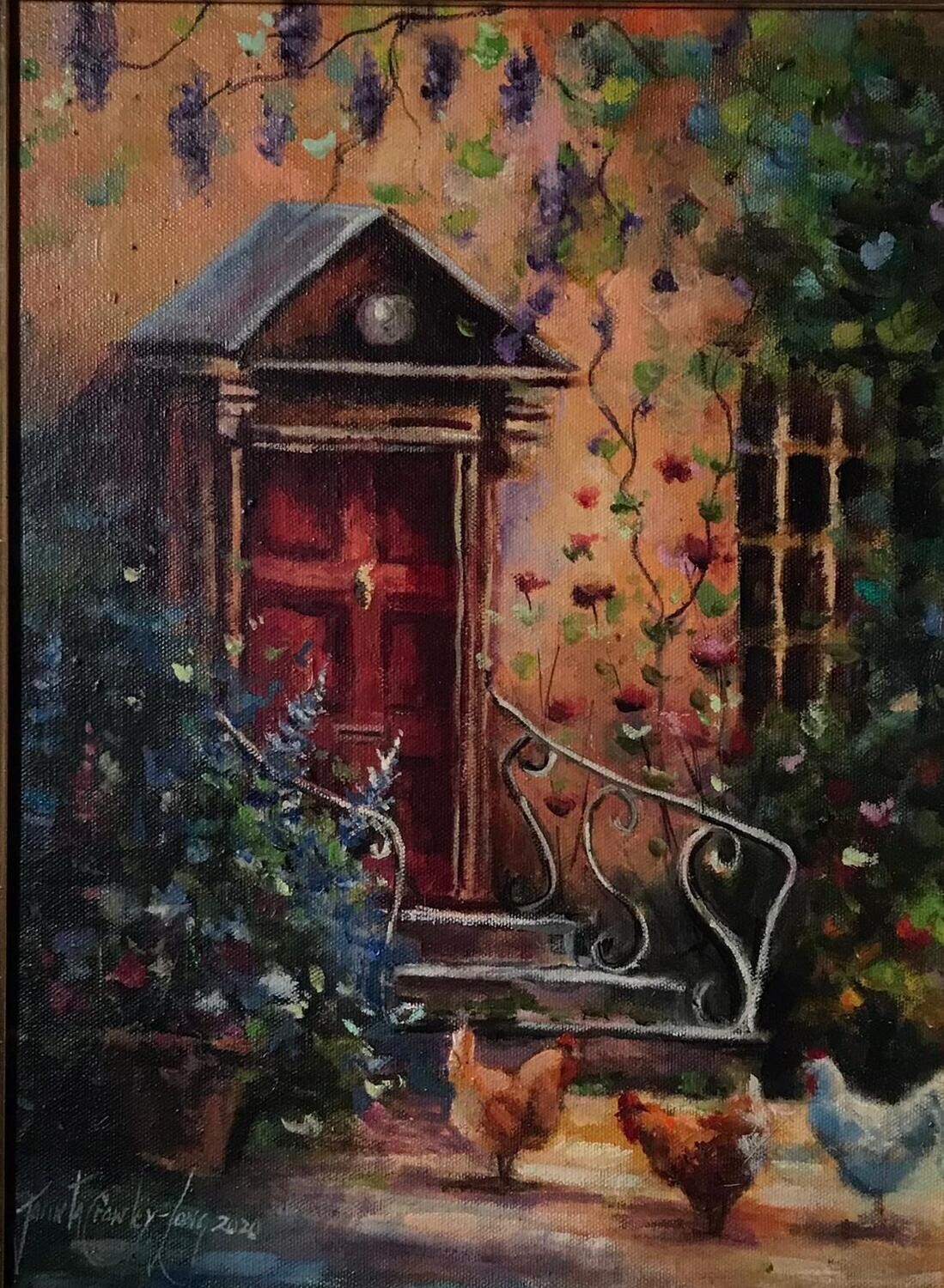 Fowl Play at the Red Door (16x12 inches)