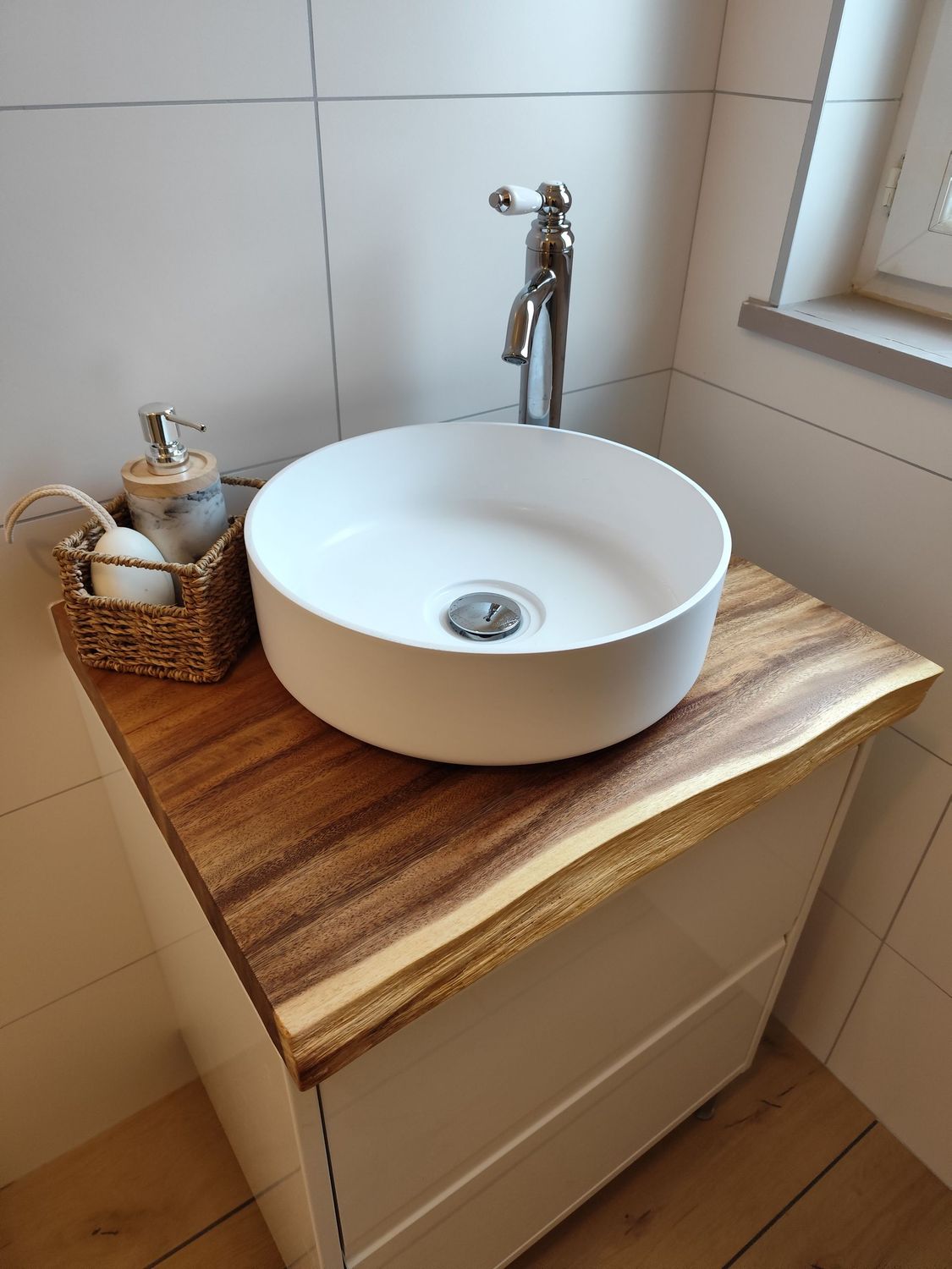 Plan toilette bois exotique 80 x 50 x 6 cm