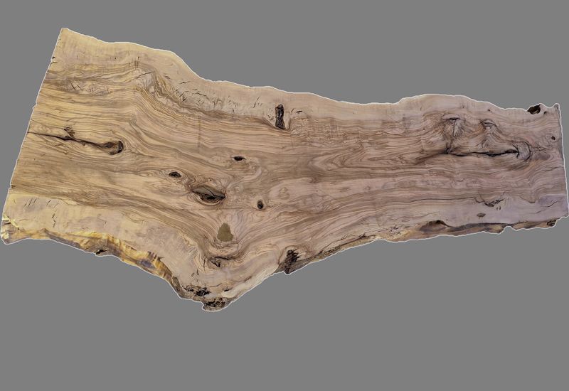 Planche bois d'olivier brut massif (125x40x5 cm) - Plateau naturel Plateau brut en olivier 125 x 40 x 5 cm, raboté. Idéal pour vos projets d'ameublement DIY