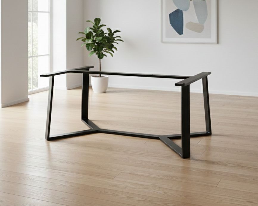 Pied de table en métal design en promotion pour plateau de table en bois de 200 cm de long.