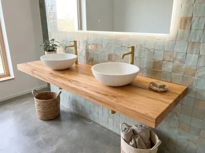 Plan vasque en hêtre sur mesure