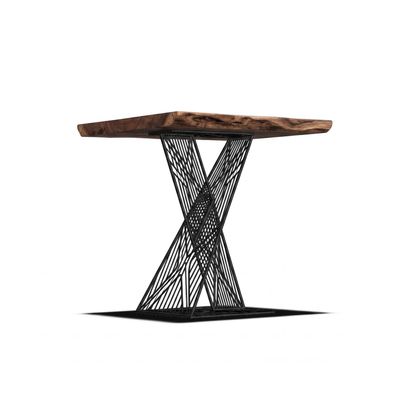 Pied de table carrée en métal noir sur mesure – modèle GUIPURE Pied de table central sur mesure GUIPURE en métal noir motif dentelles pour plateau carré en bois massif style industriel.