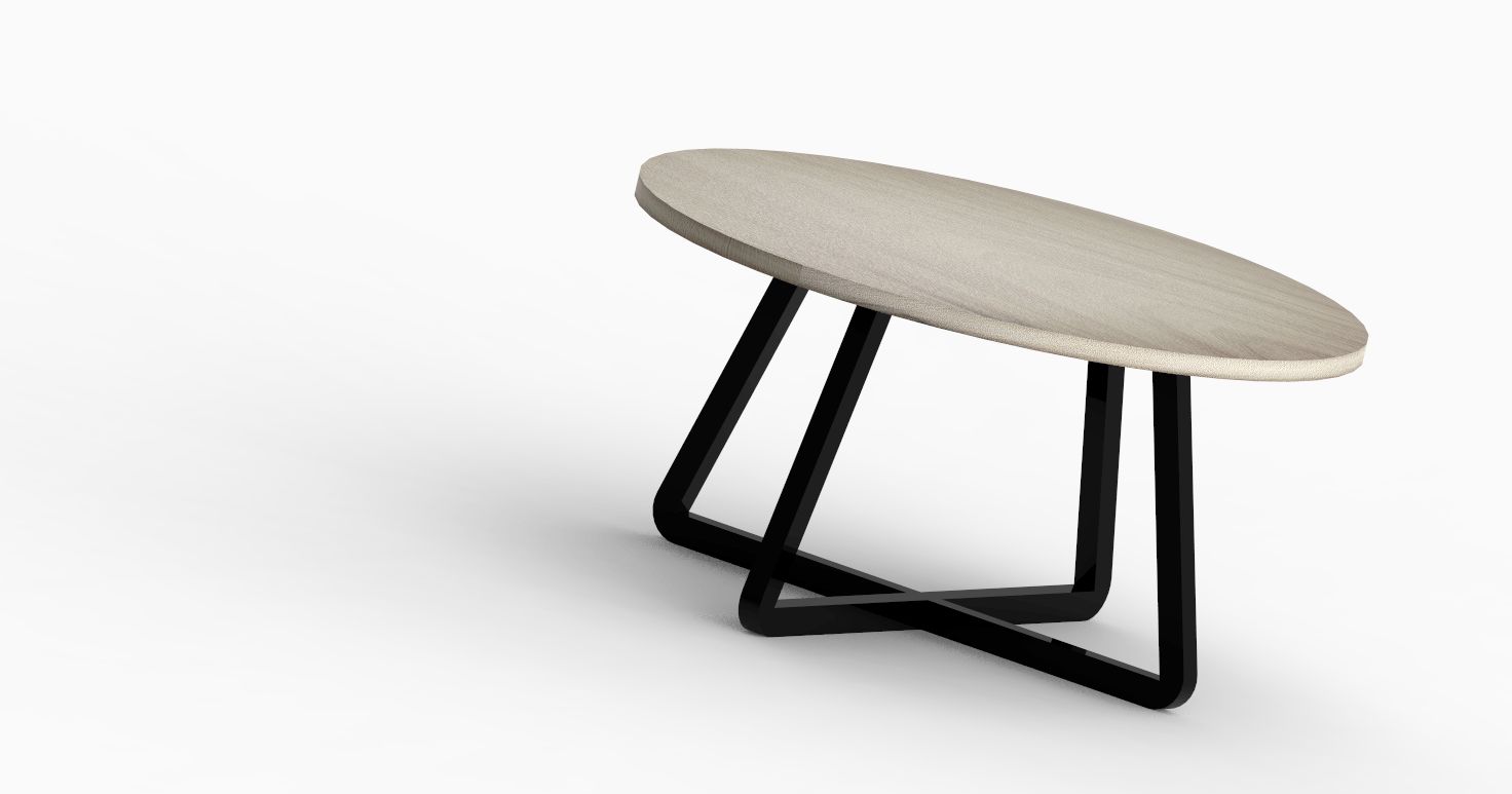 Pied de Table Ronde en Métal avec Croix au Sol – Modèle IRIS Pied en métal design pour table ronde, modèle sur mesure IRIS. Croix au sol.