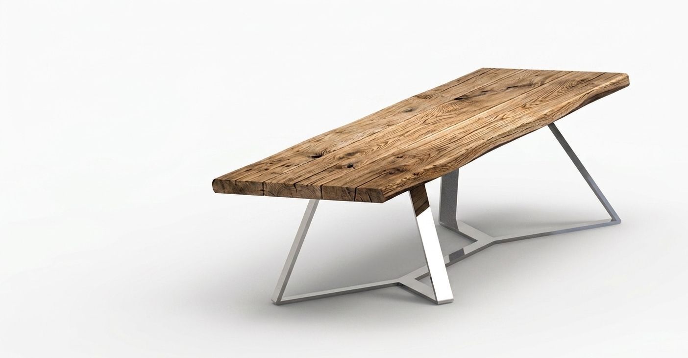 Pied de table rectangulaire sur mesure en métal, modèle design LEGEND. Double Y au sol.