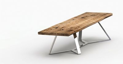 Pied de table rectangulaire en métal design – modèle LEGEND Pied de table design LEGEND sur mesure en métal chromé et brillant. Piètement géométrique profilé double Y au sol.