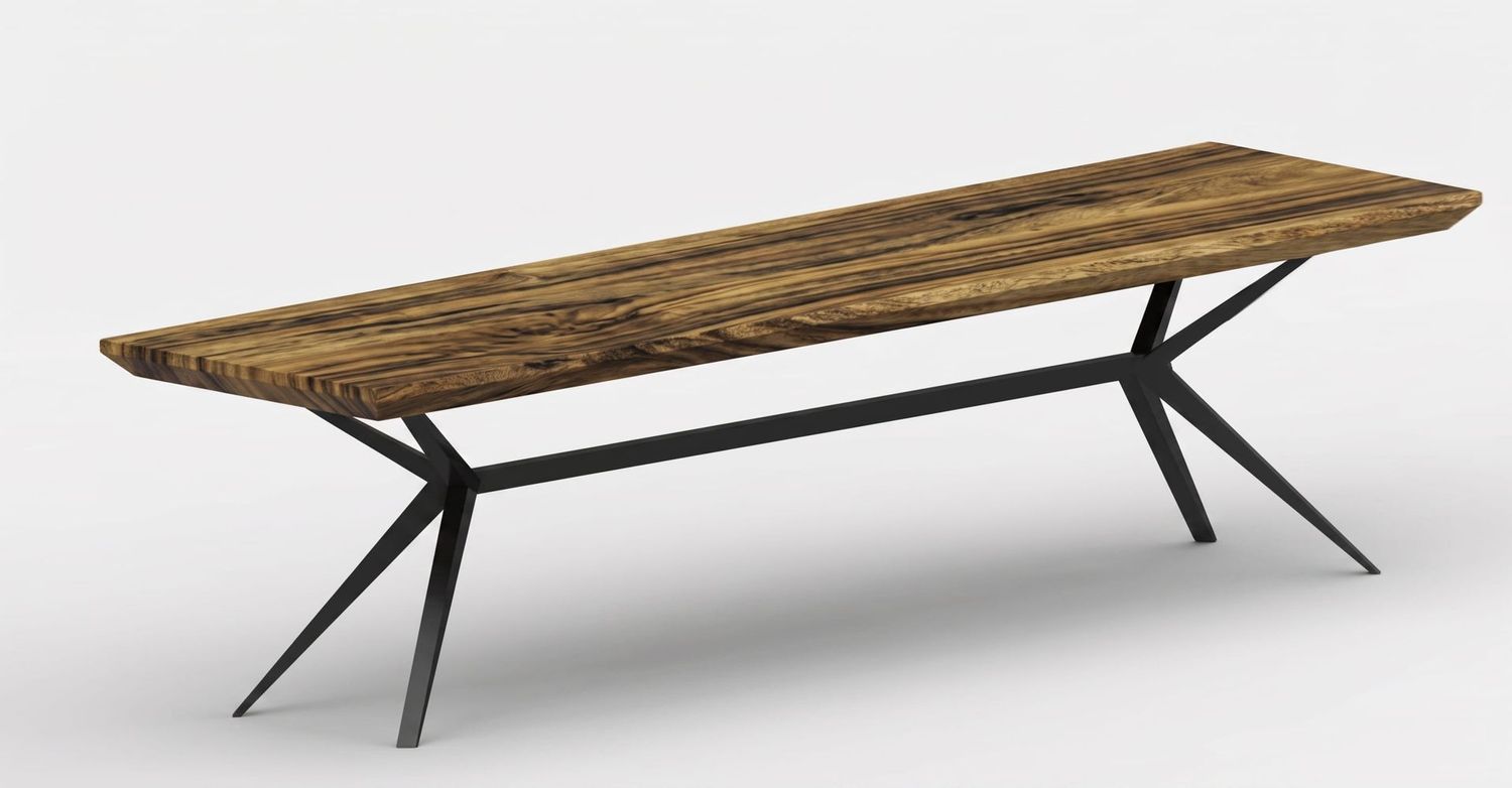 Pieds de Table Rectangulaire Fins en Métal avec Traverse – Modèle ZAK Pied en métal fin pour table à manger rectangle avec traverse centrale, modèle sur mesure ZAK
