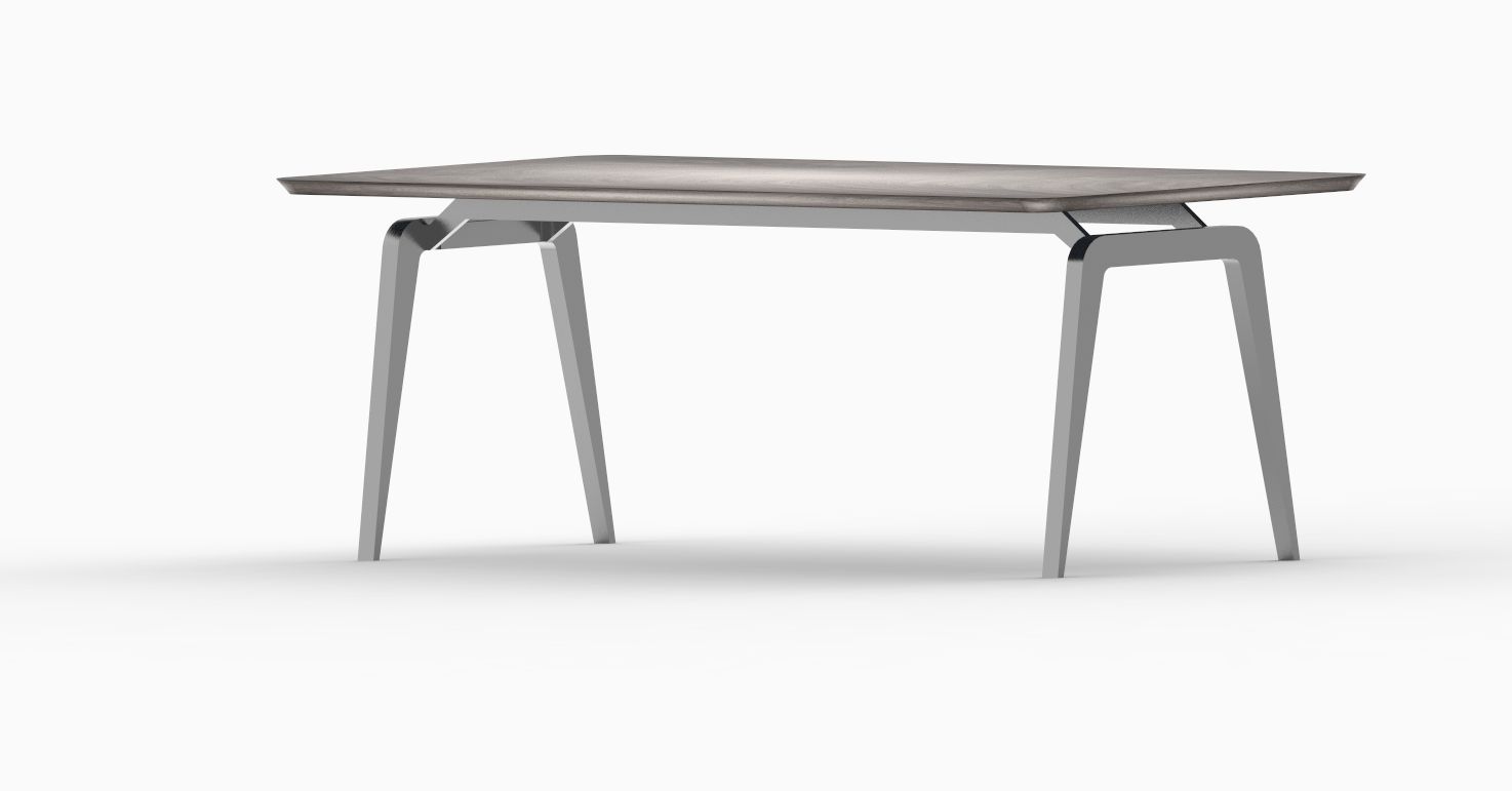 Pied pour table rectangle sur mesure, modèle HALONG. Deux U inversés dans la masse avec barre transversale.