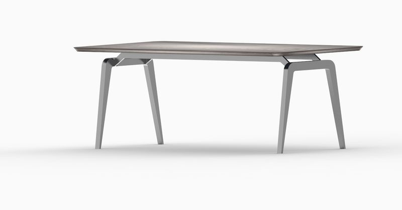 Pied de table rectangulaire en métal massif – modèle HALONG Pied de table HALONG sur mesure en métal, piètement design taillé dans la masse pour plateau rectangulaire. Double arceaux.