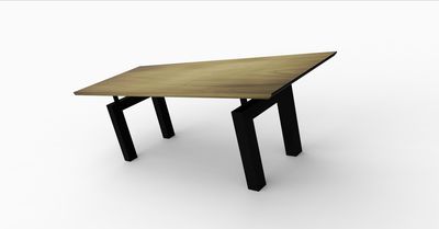 Pieds de table rectangulaire massifs en métal – modèle BEEFY Pieds de table BEEFY sur mesure en métal noir, piètement double pont robuste pour grand plateau rectangulaire.