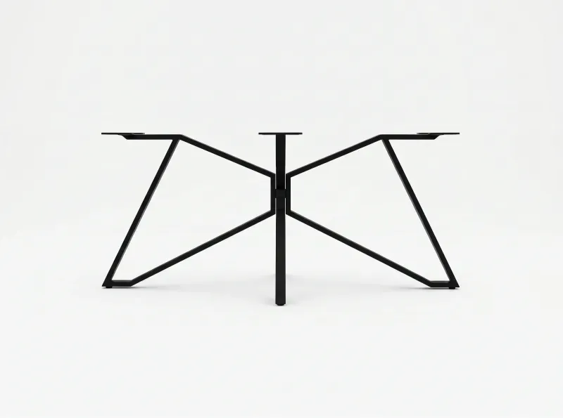 Pied de table central papillon en acier noir mat BUTTERFLY Pied de table central papillon double M en acier noir mat, style industriel pour table à manger.