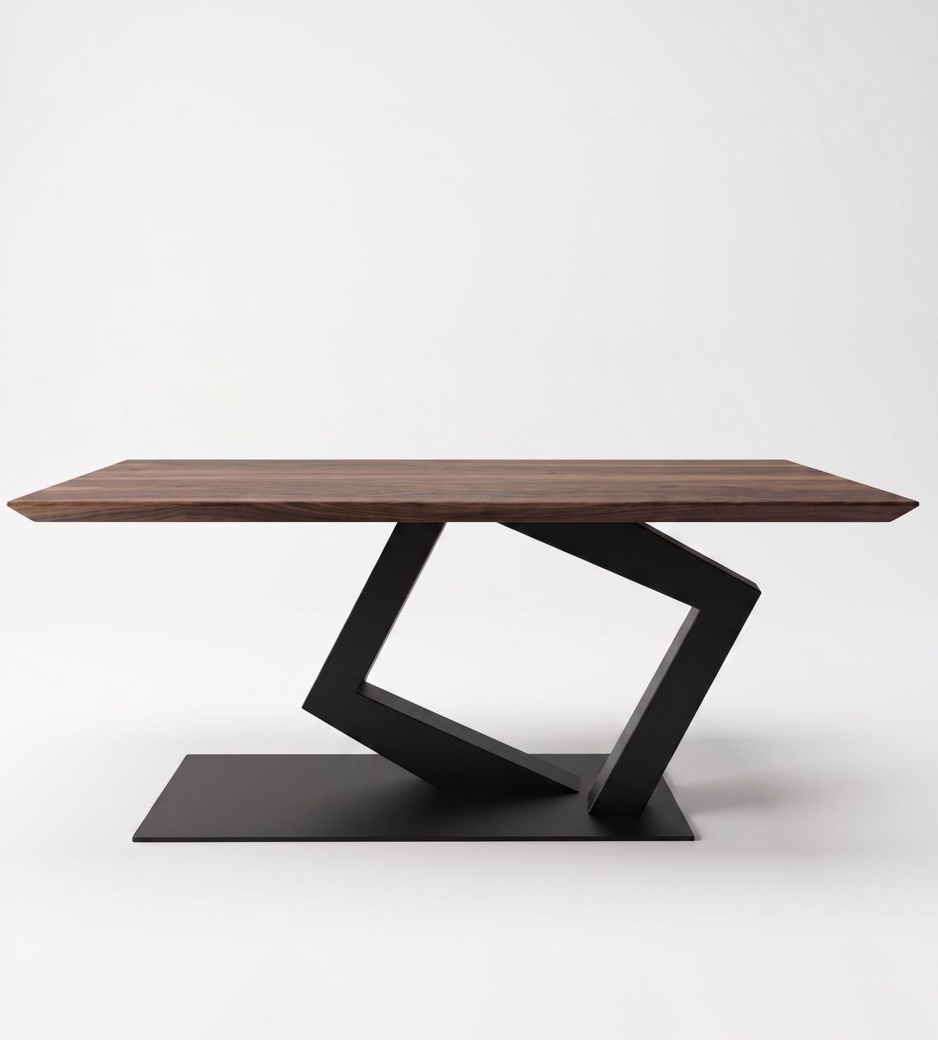 Pied de Table Central Sculptural Noir – Modèle WALKING (Cube en Mouvement) Pied de table central sculptural en métal noir WALKING représentant un cube en mouvement.