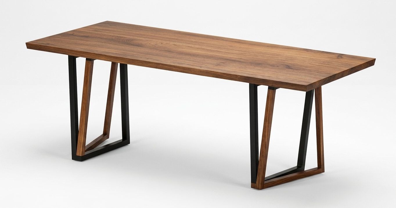Pieds de Table en Bois et Métal Double U – Modèle ORIGAMI Pieds de table à manger en double U, modèle sur mesure ORIGAMI