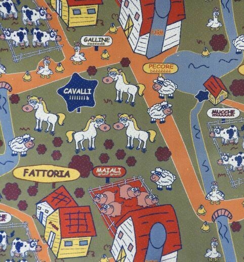Moquette agugliata Kids disegno FATTORIAh. cm. 200 - Prezzo al mq. € 10,00 IVA compresa