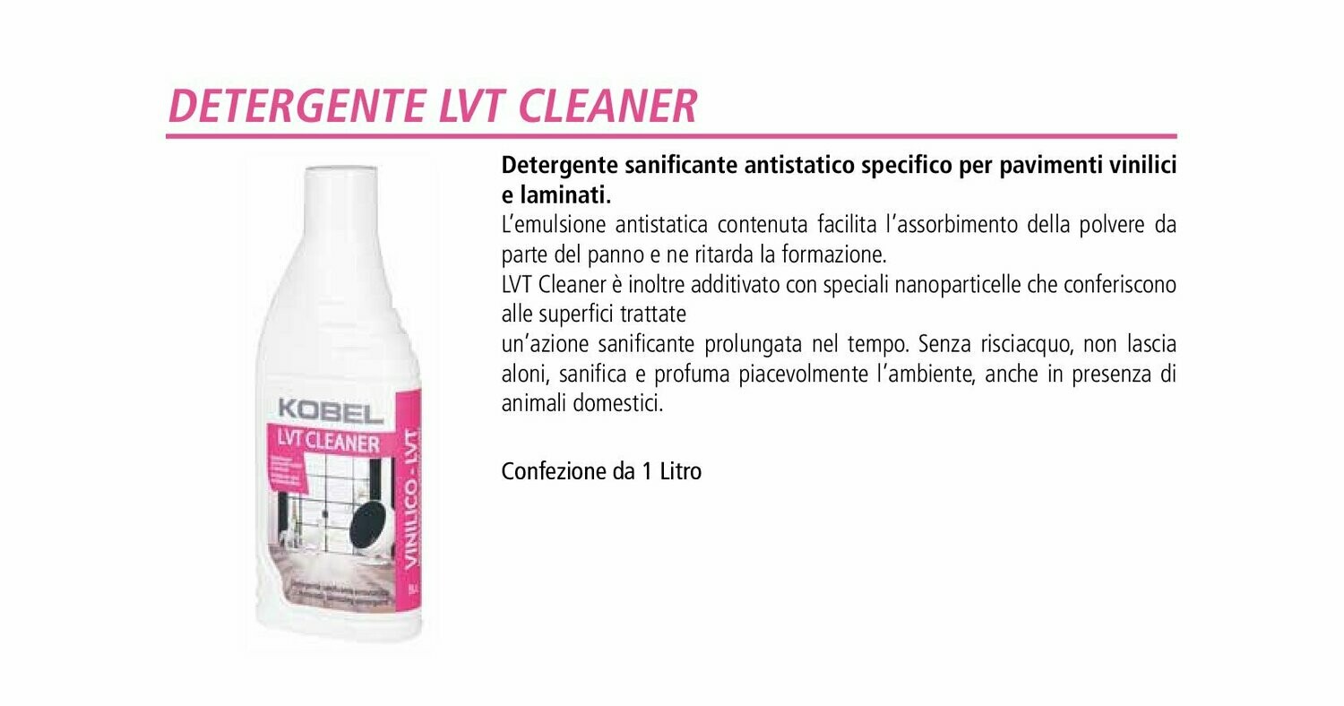 LVT Cleaner dtergente sanificante antistatico specifico per pavimenti vinilici e laminati confezione da un lt