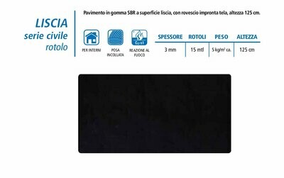 Gomma LISCIA con rovescio impronta tela rotoli h cm 125 vendita a metro lineare