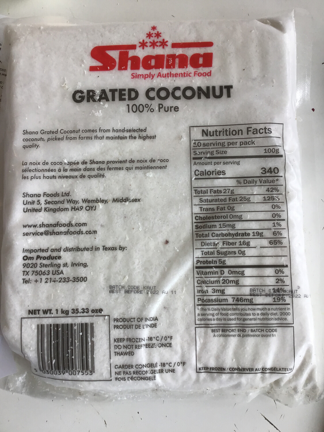 SHANA GRATED COCONUT 2.2lb