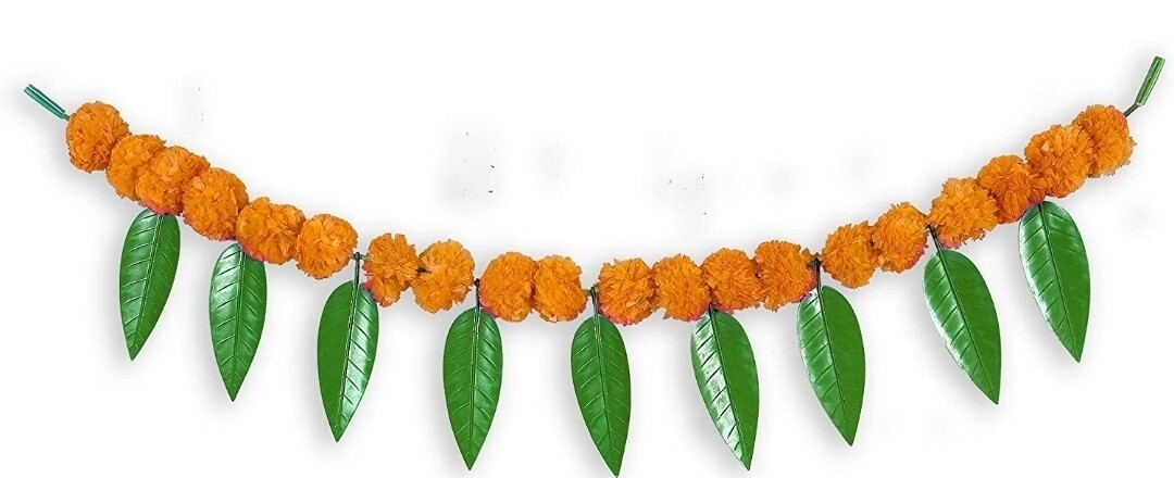 Toran marigold and mango leaves