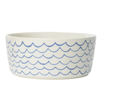 Sketched Wave Ceramic Dog Bowl 