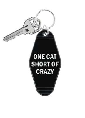 One Cat Short of Crazy keychain
