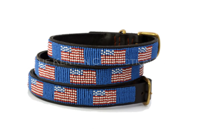 Kenyan Collection American Flag Beaded Dog Collar 