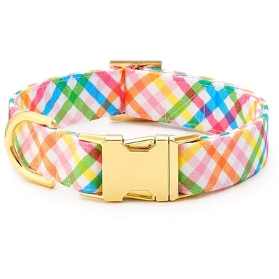 Foggy Dog Rainbow Gingham Dog Collar