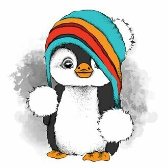 Penguin Couple, 30 x 30 cm, Round