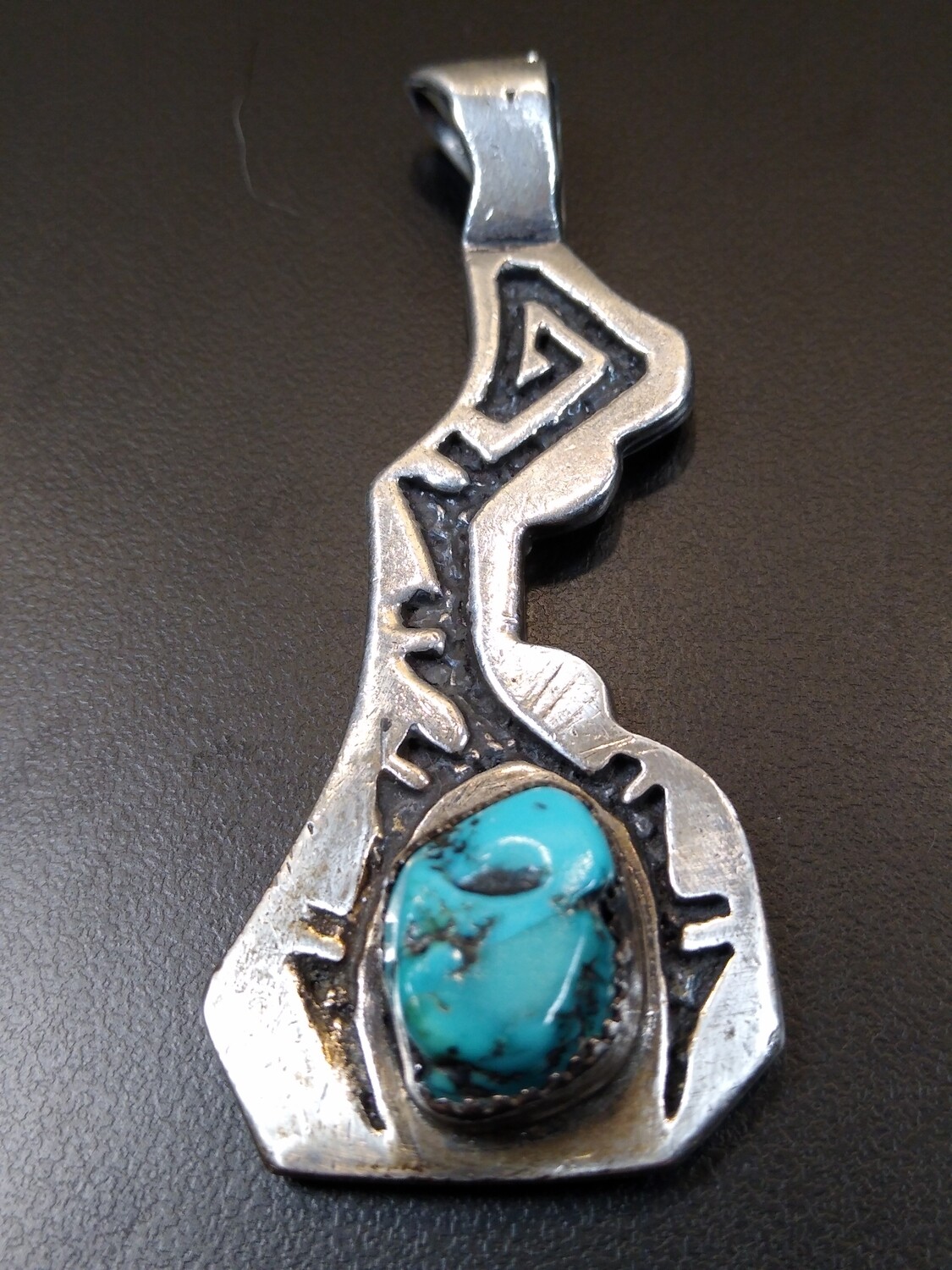 Carl and Irene Clark Natural Turquoise Sterling  Pendant 